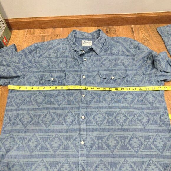 Lucky Brand Mens Denim Aztec Snap Button LS Shirt Size L/XL Blue Casual - Picture 10 of 12